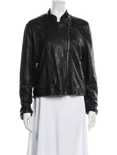 Pre-owned L'agence Leather Biker Jacket In Black