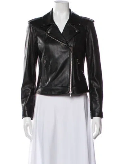 Pre-owned L'agence Leather Biker Jacket In Black