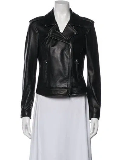 Pre-owned L'agence Leather Biker Jacket In Black