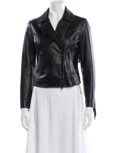 Pre-owned L'agence Leather Biker Jacket In Black
