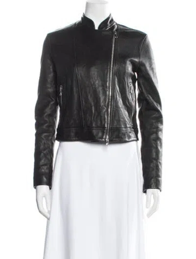 Pre-owned L'agence Leather Biker Jacket In Black
