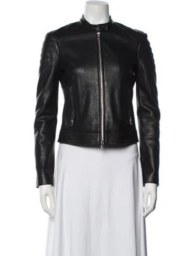 Pre-owned L'agence Leather Biker Jacket In Black
