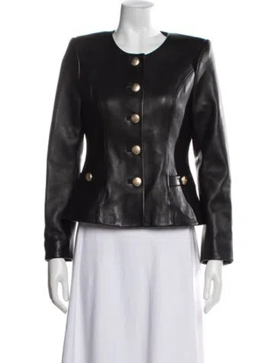 Pre-owned L'agence Leather Biker Jacket In Black