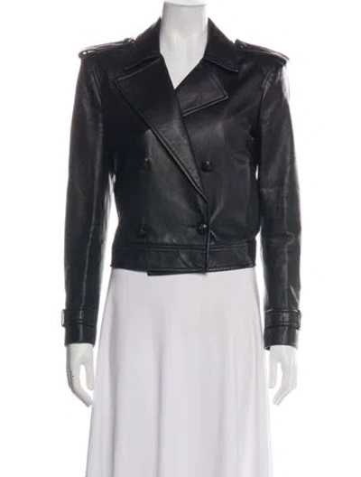 Pre-owned L'agence Leather Biker Jacket In Black