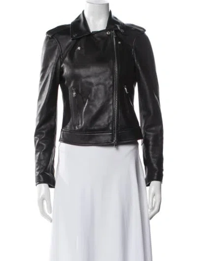 Pre-owned L'agence Leather Biker Jacket In Blue