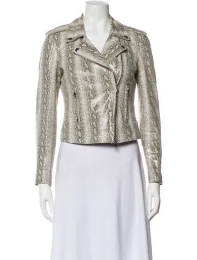 Pre-owned L'agence Leather Biker Jacket In Neutral