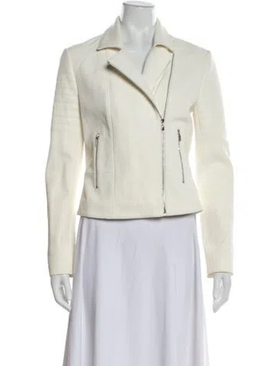Pre-owned L'agence Leather Biker Jacket In Neutral