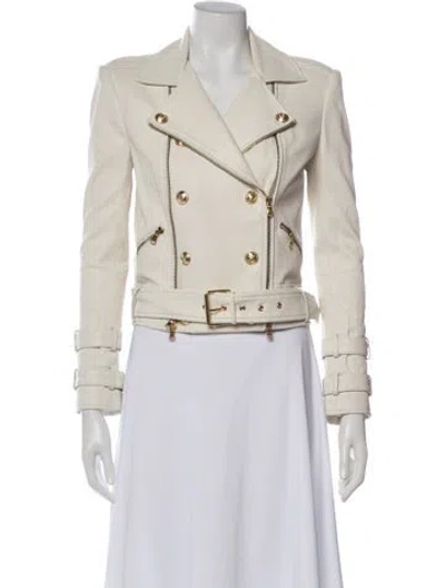 Pre-owned L'agence Leather Biker Jacket In Neutral