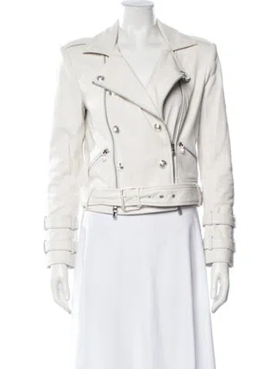 Pre-owned L'agence Leather Biker Jacket In Neutrals