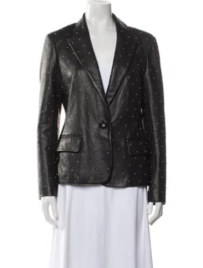 Pre-owned L'agence Leather Blazer In Black