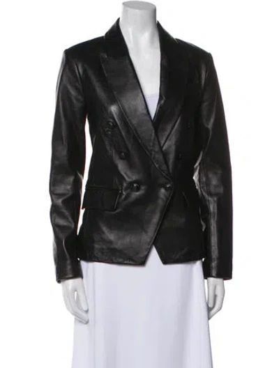 Pre-owned L'agence Leather Blazer In Black