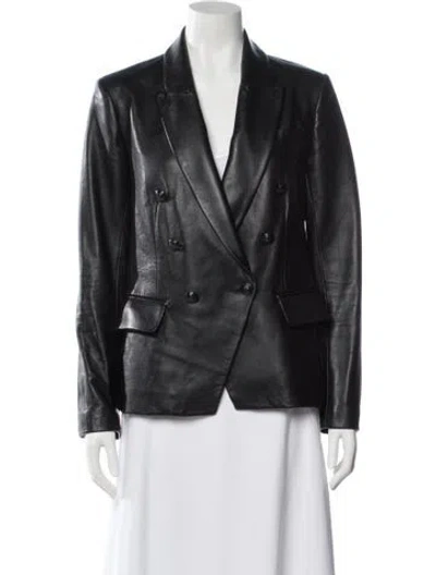 Pre-owned L'agence Leather Blazer In Black