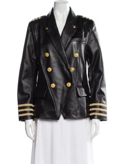 Pre-owned L'agence Leather Blazer In Black