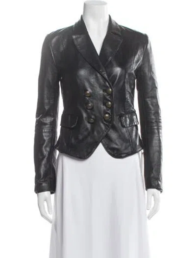 Pre-owned L'agence Leather Blazer In Black