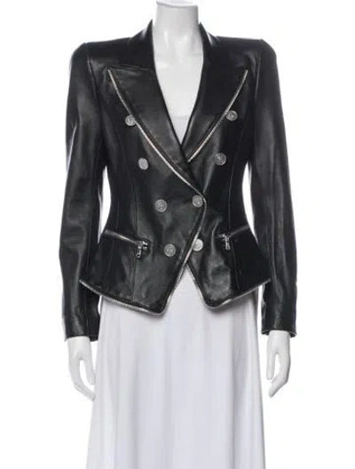 Pre-owned L'agence Leather Blazer In Blue