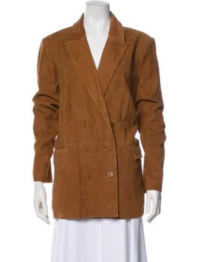 Pre-owned L'agence Leather Blazer In Brown