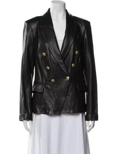 Pre-owned L'agence Leather Blazer W/ Tags In Black