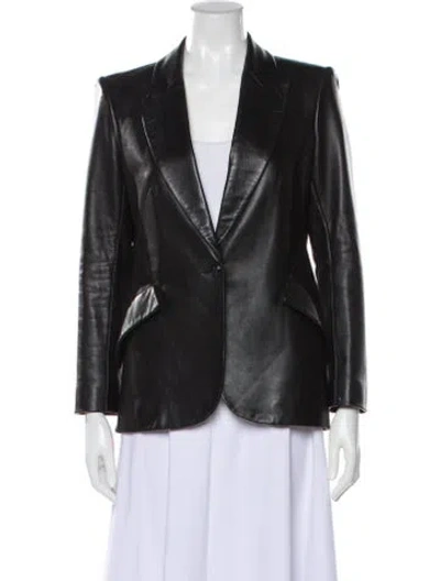 Pre-owned L'agence Leather Blazer W/ Tags In Black