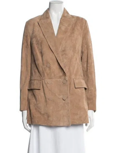 Pre-owned L'agence Leather Blazer W/ Tags In Neutral