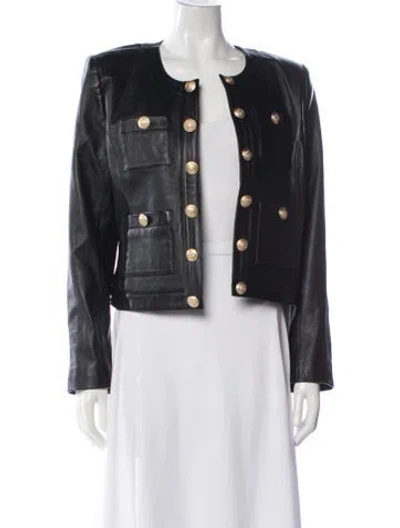 Pre-owned L'agence Leather Jacket In Black