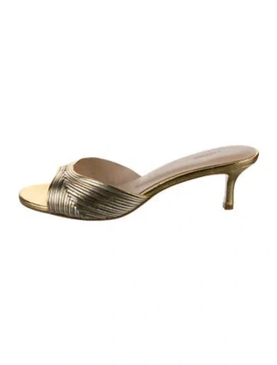 Pre-owned L'agence Leather Slides In Gold/metallic