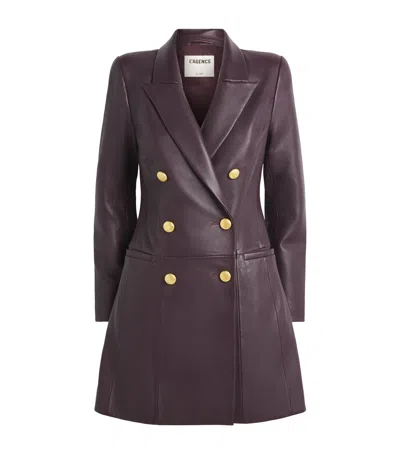 L'agence Leather Tora Mini Dress In Brown