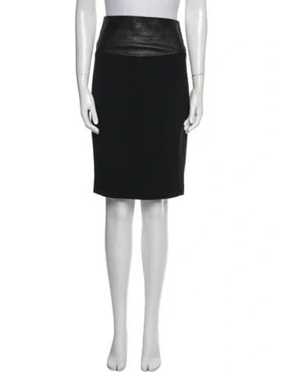 Pre-owned L'agence Leather Trim Embellishment Knee-length Skirt In Black