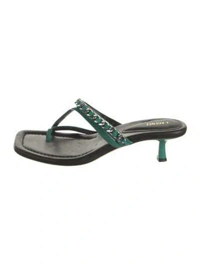 Pre-owned L'agence Leather T-strap Sandals In Green