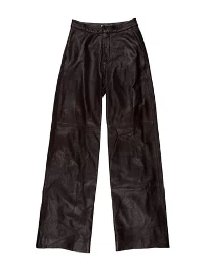 Pre-owned L'agence Leather Wide Leg Pants In Burgundy