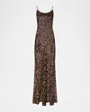 L'agence Leopard Christine Maxi Slip Dress In Multi