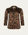 L'agence Leopard Dani Silk Blouse In Brown