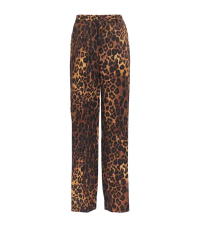 L'agence Leopard Print Livvy Wide-leg Trousers In Brown