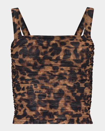 L'AGENCE LEOPARD RASHA SHIRRED TANK TOP