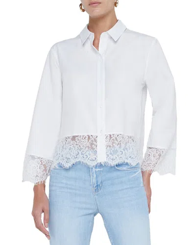 L'agence Levo Lace-trim Cropped Shirt In White
