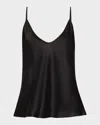 L'agence Gabriella Silk V-neck Tank In Black