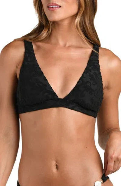 L'agence Lexie Ornate Terry Bra Swim Top In Black