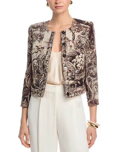 L'agence Lian Collarless Jacket In Animal Print
