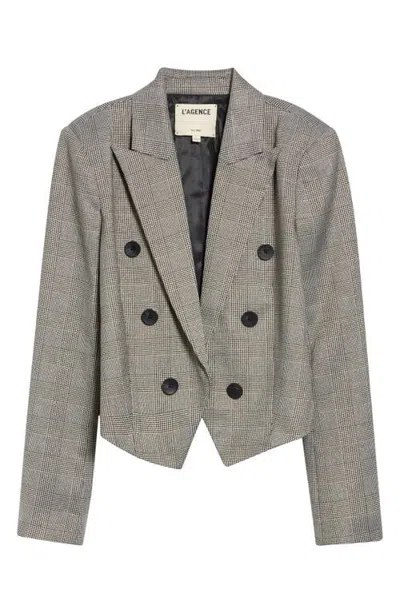 L'agence Lila Glen Plaid Boxy Blazer In Gray