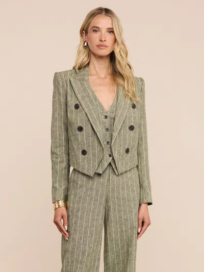 L'agence Lila Linen-blend Blazer In Gray