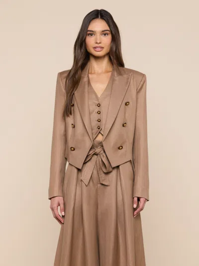 L'agence Lila Linen-blend Blazer In Brown