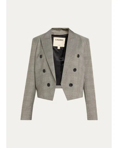L'agence Lila Plaid Boxy Blazer In Gray