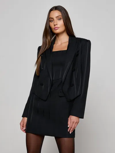L'agence Lila Striped Blazer In Black