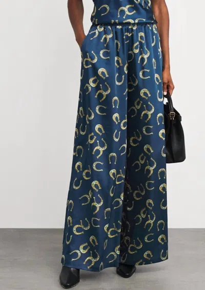 L'agence Lilian Wide Leg Pant In Horseshoe In Blue