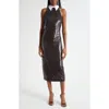 L'agence Lilith Sequin Poplin Collar Sleeveless Midi Dress In Multi