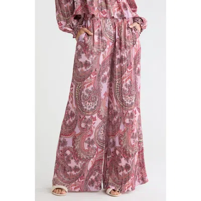 L'agence Lillian Paisley Wide Leg Pants In Multi