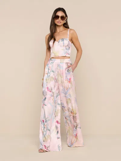 L'agence Lillian Satin Wide-leg Pant In Multi