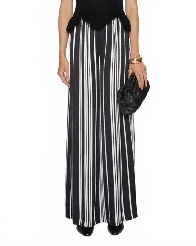 L'agence Lillian Wide Leg Pant In Black White Scarf Stripe In Multi
