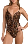 L'agence Lilou Leopard One-piece Swimsuit In Brown