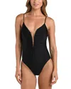 L'agence Lilou Patch Leopard V Wire Plunge One Piece Swimsuit In Black
