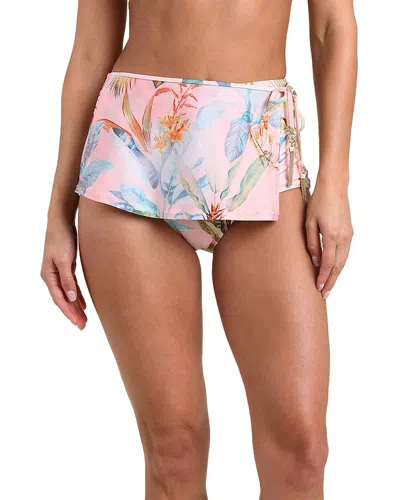 L'agence Linda Colorful Palm Swim Skort Bikini Bottom In Multi
